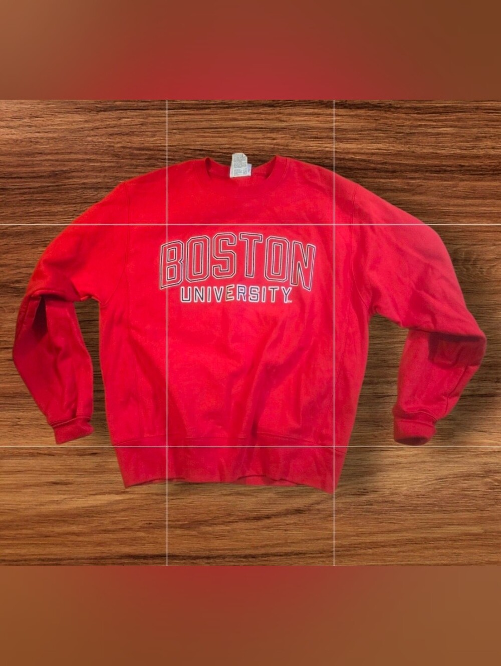 Boston University Red Champion REVERSE Weave Vintage Patched Sweatshirt